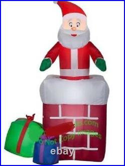 Christmas Santa Animated Chimney Present Gift Inflatable Airblown 5 Ft Gemmy