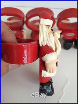 Christmas Santa Claus NAPKIN RING Holder Table Decor Holiday Seasonal Set Of 4
