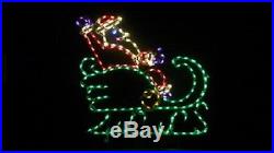 Christmas Santa Claus in Sleigh Outdoor LED Lighted Decoration Steel Wireframe