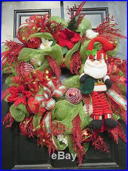 Christmas Santa Deco Mesh Wreath Door Wreath Holiday Wreath Christmas Wreath