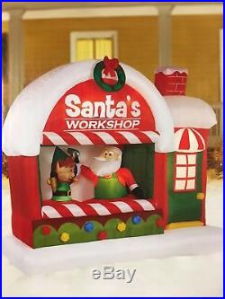 Christmas Santa Elf Workshop Airblown Inflatable Yard Decor 7 Ft Long