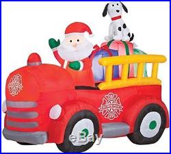 Christmas Santa Fire Truck Dalmation Dog Inflatable Airblown Yard Decoration