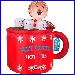 Christmas Santa Gingerbread Man In Cup Of Cocoa Airblown Inflatable Decor Mug