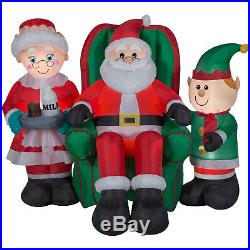 Christmas Santa Ms Claus Elf Family Scene Airblown Inflatable Yard Decoration