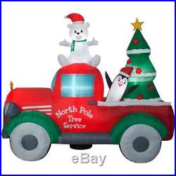 Christmas Santa North Pole Tree Service Pickup Truck Airblown Inflatable 9 Ft