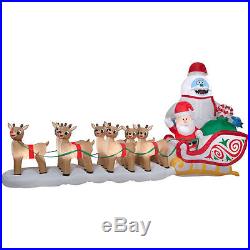 Christmas Santa Rudolph Reindeer Bumble Sled Sleigh Airblown Inflatable 16.5 Ft
