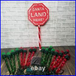 Christmas Santa Runway LANDING ZONE 16 LIGHTS & Land Here Sign VIDEO