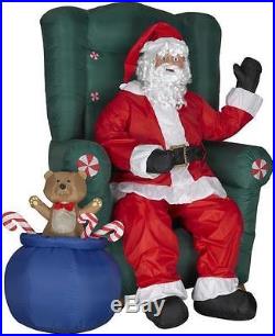 Christmas Santa Sitting In Chair Presents Candy Inflatable Airblown Yard Decor