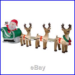 Christmas Santa Sleigh Reindeer Sled Airblown Inflatable Decoration 12.5 Ft
