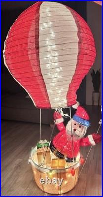 Christmas Santa Tinsel Outdoor/Indoor Light Up Collapsible Hot Air Balloon Decor