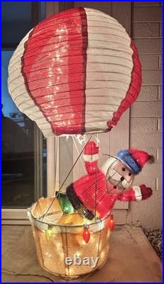 Christmas Santa Tinsel Outdoor/Indoor Light Up Collapsible Hot Air Balloon Decor