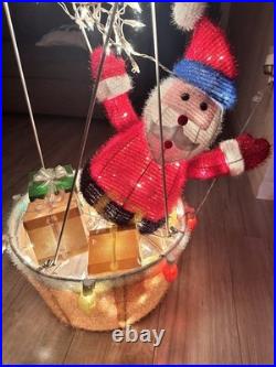 Christmas Santa Tinsel Outdoor/Indoor Light Up Collapsible Hot Air Balloon Decor