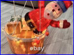Christmas Santa Tinsel Outdoor/Indoor Light Up Collapsible Hot Air Balloon Decor