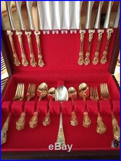 Christmas Setting For 8 + Gold Plated Silverware Set By Baum Bros