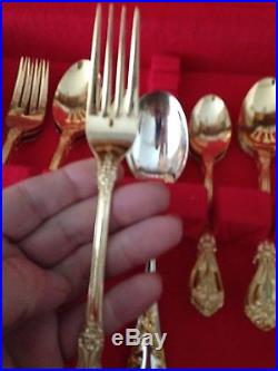 Christmas Setting For 8 + Gold Plated Silverware Set By Baum Bros