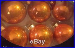 Christmas Shoppe Orange Glass Christmas Tree Ball Ornaments Box Of 6 NIB