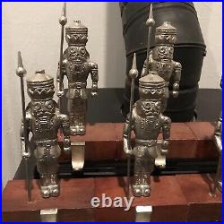 Christmas Silver Tone Nutcracker Guard Stocking Holders Vintage Set Of 8