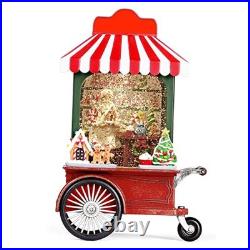 Christmas Snow Globe Lighted Santa Claus with 6H Timer & Musical, Candy shop