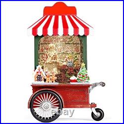 Christmas Snow Globe Lighted Santa Claus with 6H Timer & Musical, Candy shop
