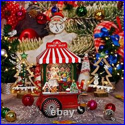 Christmas Snow Globe Lighted Santa Claus with 6H Timer & Musical, Candy shop