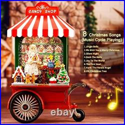 Christmas Snow Globe Lighted Santa Claus with 6H Timer & Musical, Candy shop