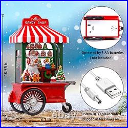 Christmas Snow Globe Lighted Santa Claus with 6H Timer & Musical, Candy shop