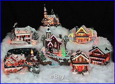 Christmas Snow Village Fiber Optic House Log Cabin Chalet Collectible (9331)