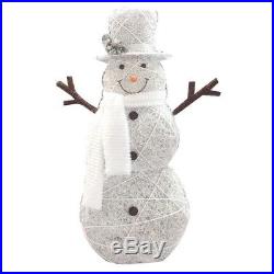 Christmas Snowman LED Lighted Yard Holiday Art Decor Wood/Fabric (48-in.)
