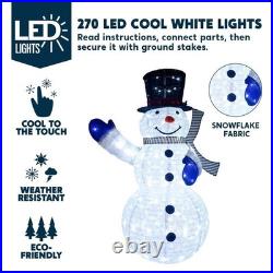 Christmas Snowman Yard Light Set of 3 4Ft 270 LED Collapsible Metal Fabric