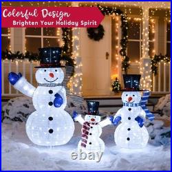 Christmas Snowman Yard Light Set of 3 4Ft 270 LED Collapsible Metal Fabric