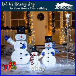 Christmas Snowman Yard Light Set of 3 4Ft 270 LED Collapsible Metal Fabric
