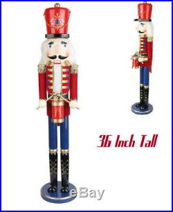 Christmas Soldier Nutcracker 36 Inch Red Life size Wooden Drummer Home Decor New