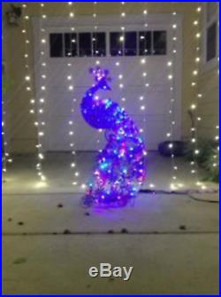 Christmas Sparkling LED Peacock Lights Outdoor Yard Sculpture Decor Holiday Home