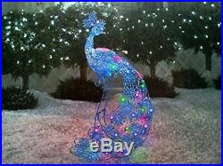 Christmas Sparkling LED Peacock Lights Outdoor Yard Sculpture Decor Holiday Home