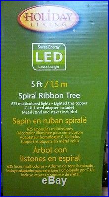 Christmas Sprial Tree 5′ Ribbon Tree 625 Multi LED Light Yard Decor Artificial