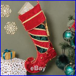 Christmas Stocking Luxury Velvet Festive Jingle Bell Elf Boot