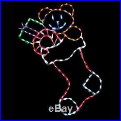 Christmas Stocking with Toys Outdoor LED Lighted Decoration Steel Wireframe