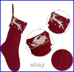 Christmas Stockings 6 Pack Large Size 17 Inches Cable Knitted Christmas Stocking
