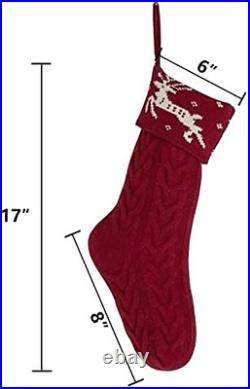 Christmas Stockings 6 Pack Large Size 17 Inches Cable Knitted Christmas Stocking