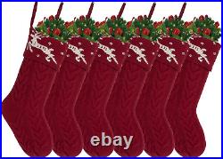 Christmas Stockings 6 Pack Large Size 17 Inches Cable Knitted Christmas Stocking