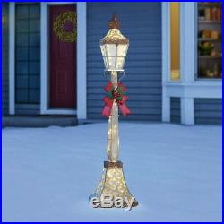 Christmas Street Lamp & Bow 6ft (1.8m) with 120 LED Lights for Indoor & Outdoor