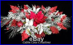 Christmas Swag Centerpiece Holiday Floral Arrangement door red white silver