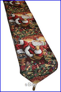 Christmas Table Runner Santa Claus Design Holiday Decor 13x70 Inches