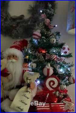 Christmas Toy Sack with Santa and Decorated Christmas Tree Ornament