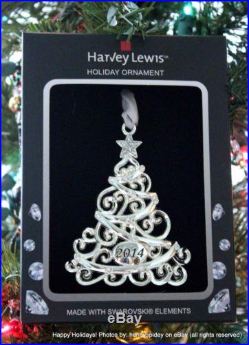 Christmas Tree 2014 Harvey Lewis Swarovski Ornament Holiday Metal Silver