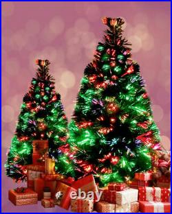 Christmas Tree 3ft 90cm Green Fibre Optic Pre Lit Multi Colour Lights GIft Box