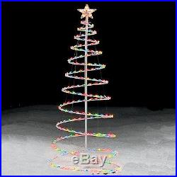 Christmas Tree 6' Lawn Display Spiral Indoor Outdoor Prelit Color Lights Decor