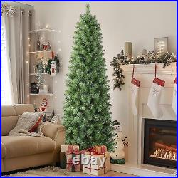 Christmas Tree 7ft Prelit Artificial Hinged Pencil with Lights Decoration for Xmas