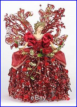 Christmas Tree Angel Topper Burgundy Red 10in Tall Ornaments, New