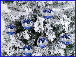Christmas Tree Balls Decorations 6 pcs Shatterproof Blue Xmas Wedding Ornaments